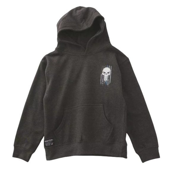 HOWITZER MENS GREY 'BACK THE BLUE' DISTRESSED GRAPHIC HOODIE - NWOT - SZ: XL - Picture 5 of 8